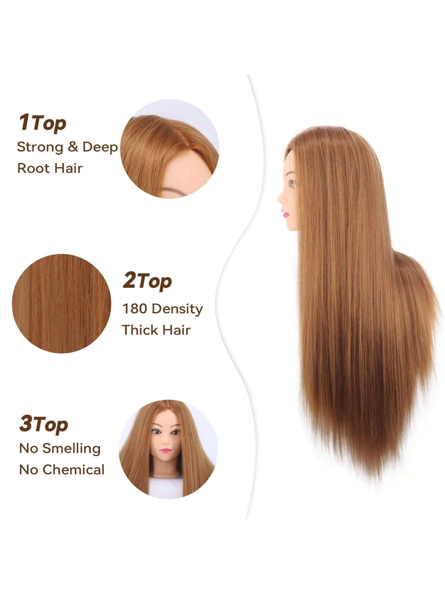 26 Inch Smooth Hairstyle Training Head Model, Cosmetology Mannequin Head For Straight Hair, Braiding, Curling, Cutting Practice, Christmas Gift