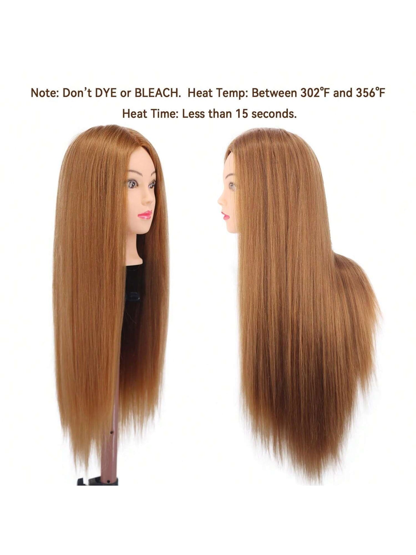 26 Inch Smooth Hairstyle Training Head Model, Cosmetology Mannequin Head For Straight Hair, Braiding, Curling, Cutting Practice, Christmas Gift