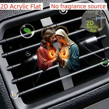 2D Flat, 1pc, Jesus Pattern Car Air Vent Clip, With Dual Odorless Sponge Pads, Fragrance Diffuser, No Fragrance Source, Acrylic Luxury Cartoon Car Decor, Fashionable Car Interior Accessory, Can Add Yo