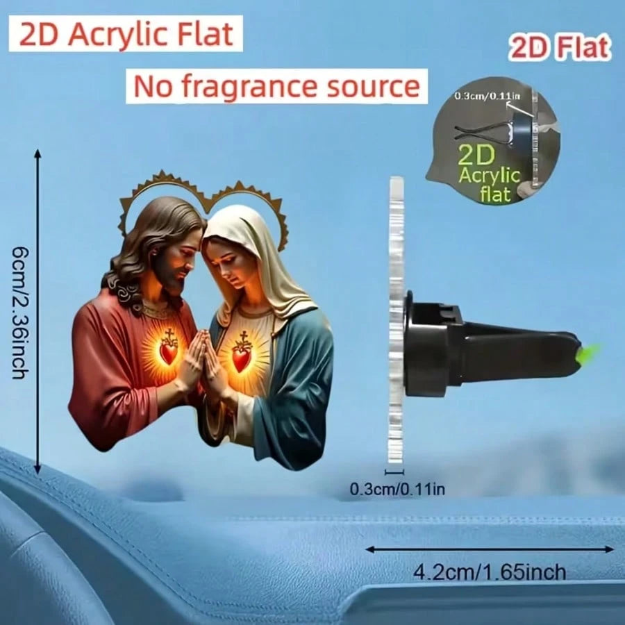 2D Flat, 1pc, Jesus Pattern Car Air Vent Clip, With Dual Odorless Sponge Pads, Fragrance Diffuser, No Fragrance Source, Acrylic Luxury Cartoon Car Decor, Fashionable Car Interior Accessory, Can Add Yo