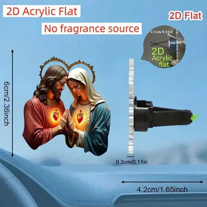 2D Flat, 1pc, Jesus Pattern Car Air Vent Clip, With Dual Odorless Sponge Pads, Fragrance Diffuser, No Fragrance Source, Acrylic Luxury Cartoon Car Decor, Fashionable Car Interior Accessory, Can Add Yo