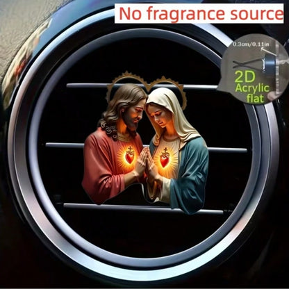 2D Flat, 1pc, Jesus Pattern Car Air Vent Clip, With Dual Odorless Sponge Pads, Fragrance Diffuser, No Fragrance Source, Acrylic Luxury Cartoon Car Decor, Fashionable Car Interior Accessory, Can Add Yo