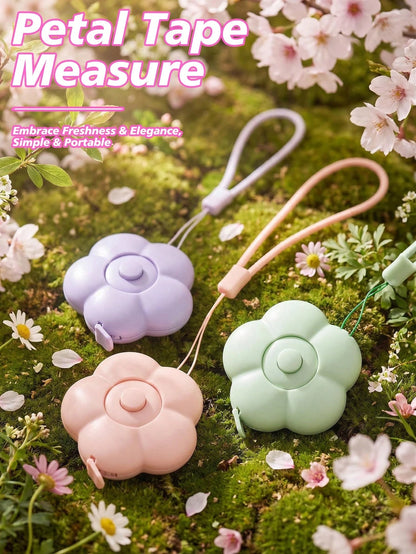 (2M) Cute Flower Soft Retractable Tape Measure, Waist/Height Measurement, With Lanyard And Button, Double-Sided CM/Inch Scale, Portable Emergency Solution, Suitable For Sewing And Body Measurement Wai