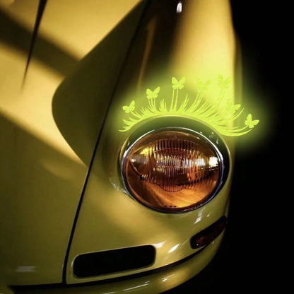 2pc Universal Butterfly Eyelash Reflective Car Sticker For Headlight & Window, Cute Decor For Auto