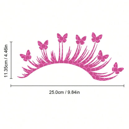 2pc Universal Butterfly Eyelash Reflective Car Sticker For Headlight & Window, Cute Decor For Auto