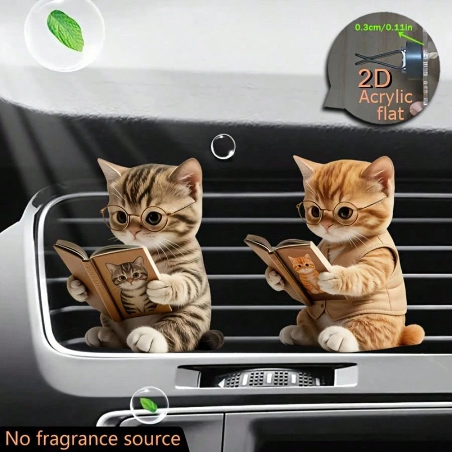 2pcs 2D Flat Sloth Wearing Hoodie Drinking Bubble Tea Air Vent Clip Decoration, "No Fragrance Included", With Dual Unscented Sponge Pads, "Fragrance Diffuser", No Fragrance Source, 2D Acrylic Luxury C