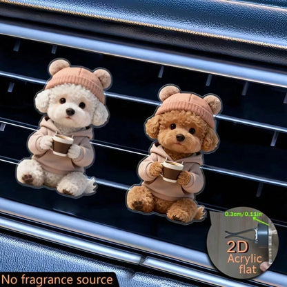 2pcs 2D Flat Sloth Wearing Hoodie Drinking Bubble Tea Air Vent Clip Decoration, "No Fragrance Included", With Dual Unscented Sponge Pads, "Fragrance Diffuser", No Fragrance Source, 2D Acrylic Luxury C