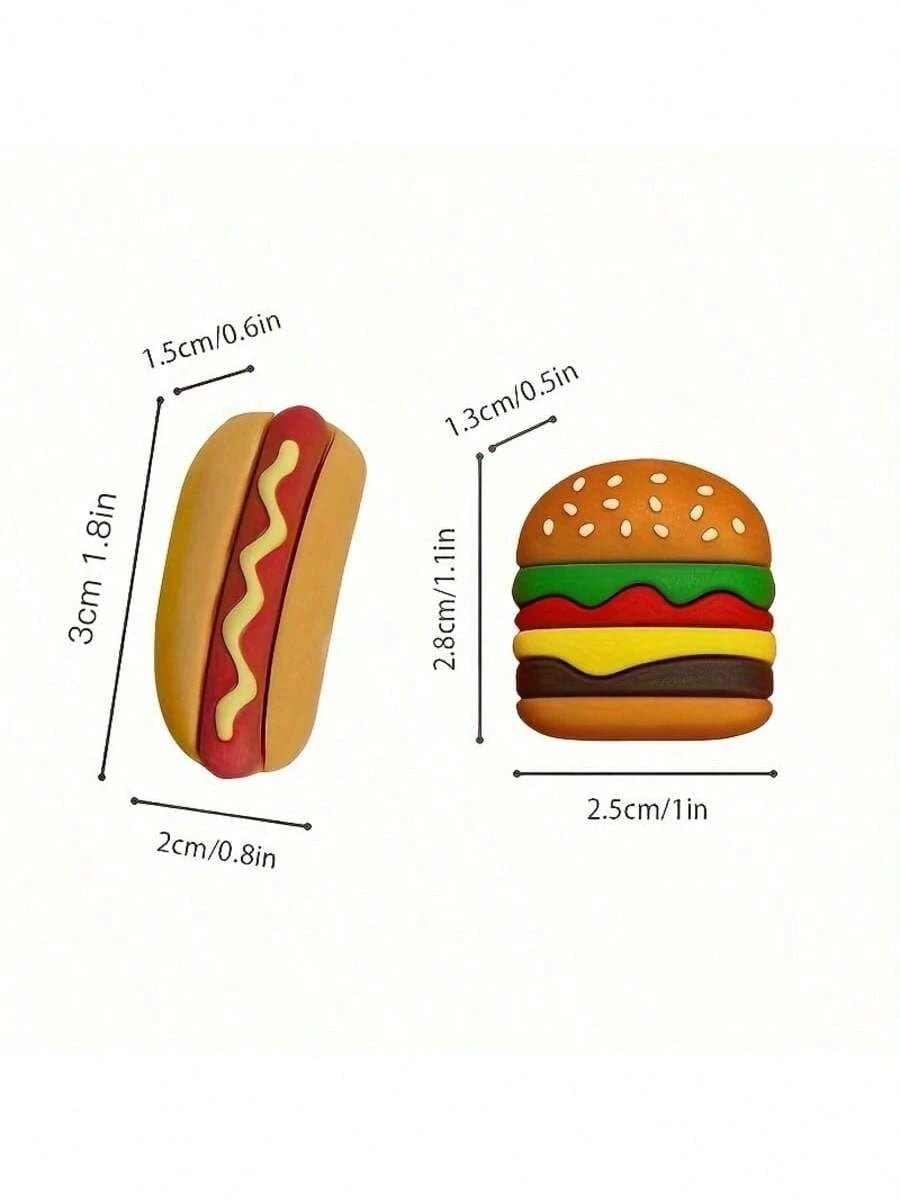 2pcs/4pcs Burger Hot Dog Cable Protection Cover Cartoon Anti-Break, Charging Cable Protection Cover