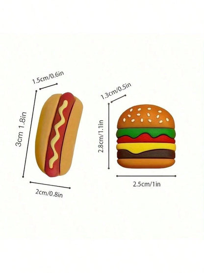 2pcs/4pcs Burger Hot Dog Cable Protection Cover Cartoon Anti-Break, Charging Cable Protection Cover