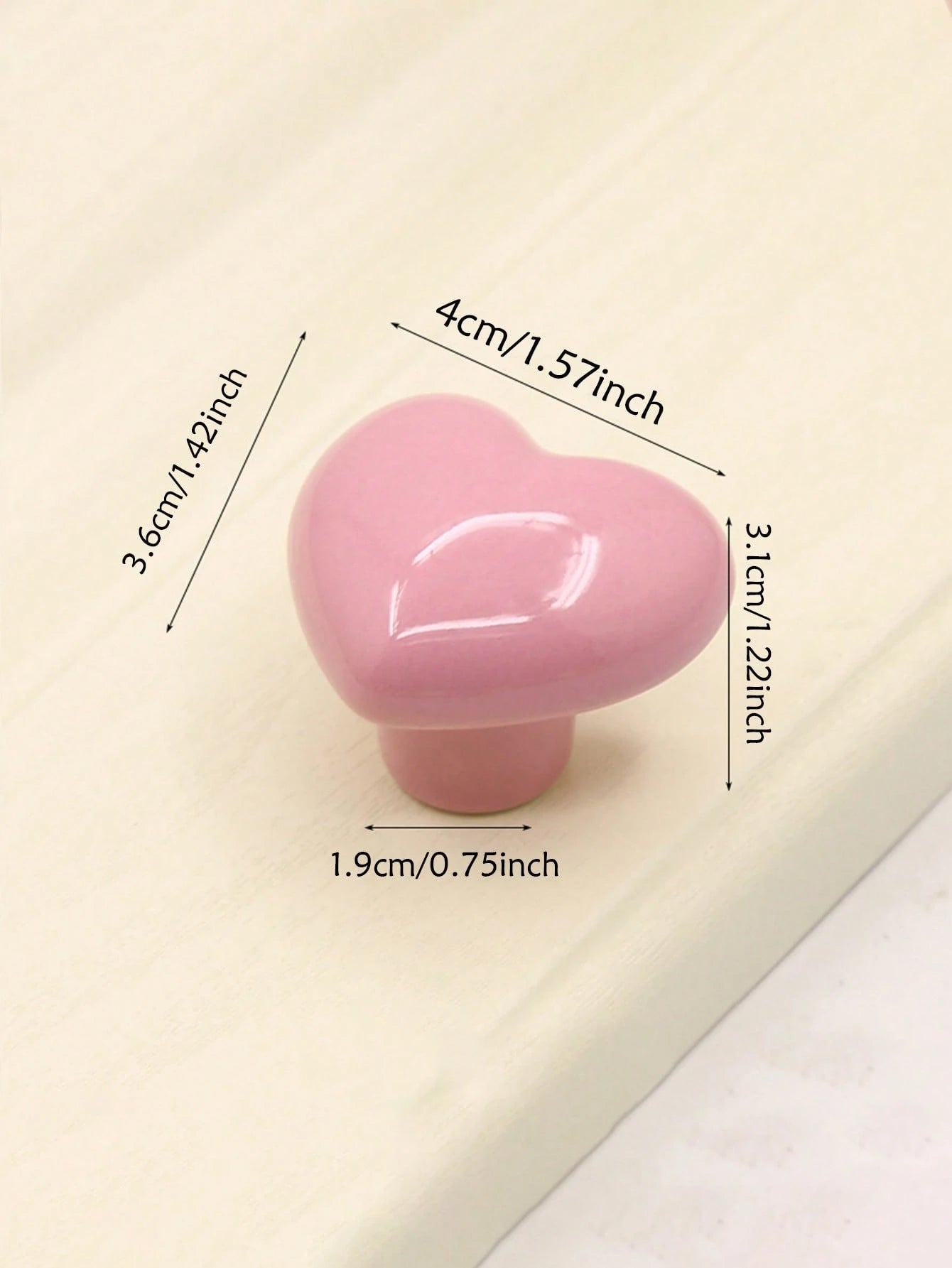 2pcs/4pcs Heart-Shaped Ceramic Knobs, Cute Pink Single-Hole Drawer Pulls For Room Wardrobe Doors