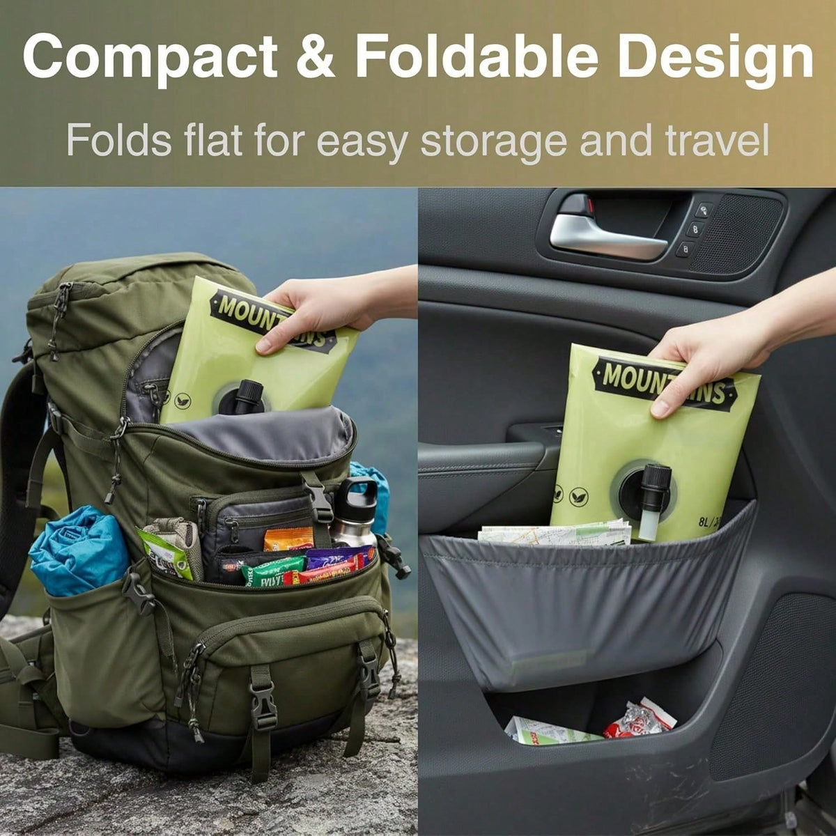(2pcs)8L Collapsible Water Container With Spigot, Portable B PA-Free Water Bag, Lightweight Leakproof Water Carrier For Camping Hiking Emergency Outdoor Adventures (Light Green)