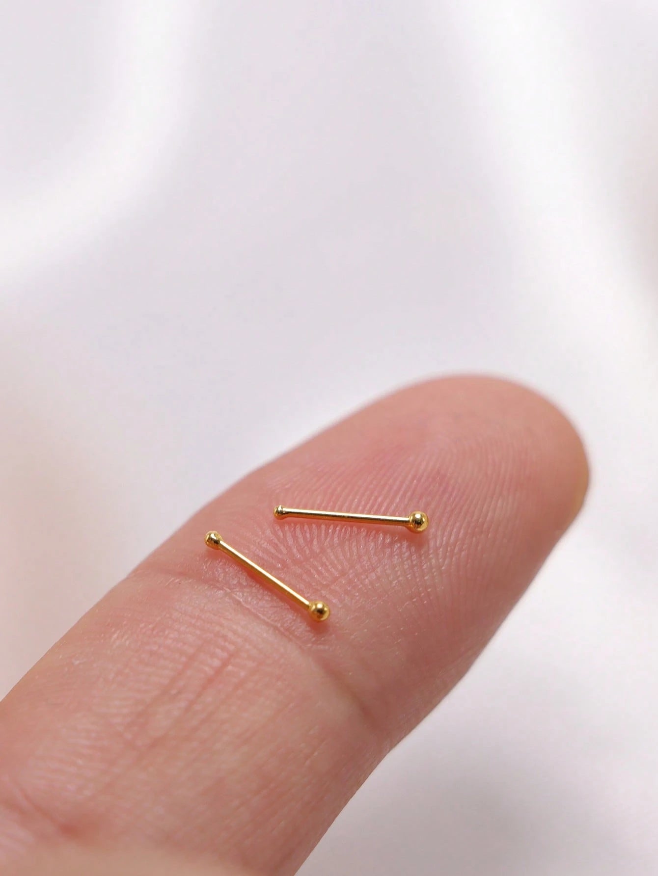 2pcs 925 Sterling Silver Gold Plated Nose Studs, 1.2mm Mini Nose Bone Studs, Small Ball Nose Bone Studs, 24G (0.5mm) Nose Studs- Consumables