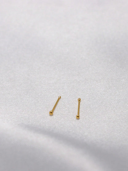 2pcs 925 Sterling Silver Gold Plated Nose Studs, 1.2mm Mini Nose Bone Studs, Small Ball Nose Bone Studs, 24G (0.5mm) Nose Studs- Consumables