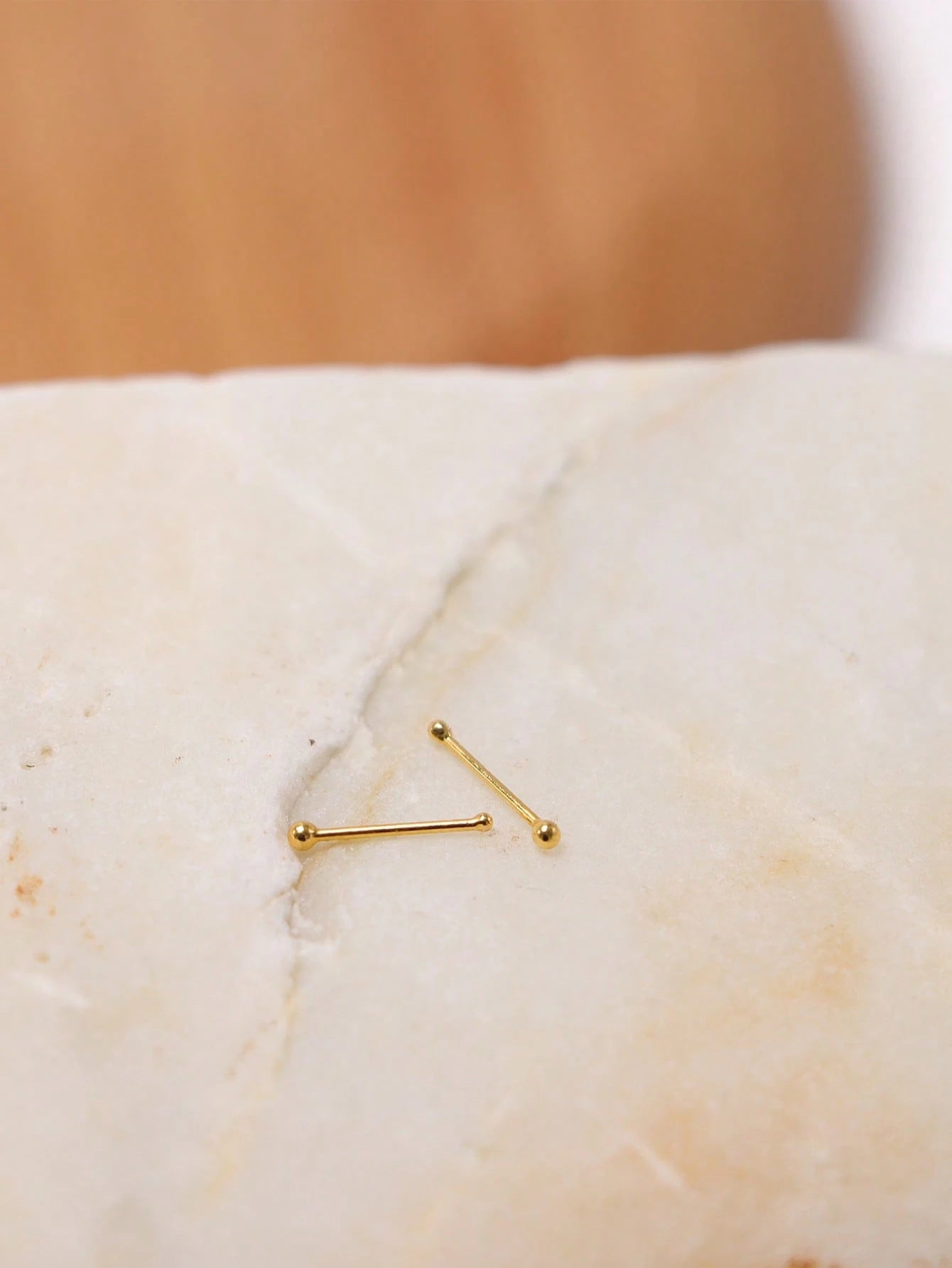 2pcs 925 Sterling Silver Gold Plated Nose Studs, 1.2mm Mini Nose Bone Studs, Small Ball Nose Bone Studs, 24G (0.5mm) Nose Studs- Consumables