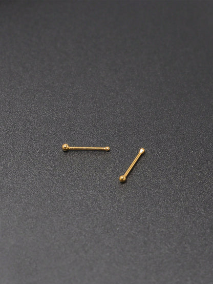 2pcs 925 Sterling Silver Gold Plated Nose Studs, 1.2mm Mini Nose Bone Studs, Small Ball Nose Bone Studs, 24G (0.5mm) Nose Studs- Consumables