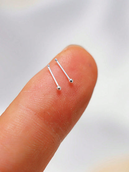 2pcs 925 Sterling Silver Gold Plated Nose Studs, 1.2mm Mini Nose Bone Studs, Small Ball Nose Bone Studs, 24G (0.5mm) Nose Studs- Consumables