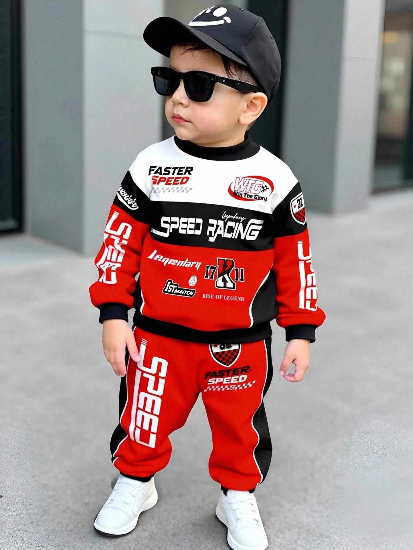2pcs Baby Boy Color Block Letter Print Crew Neck Long Sleeve Autumn Winter Top And Pants Casual Outfit