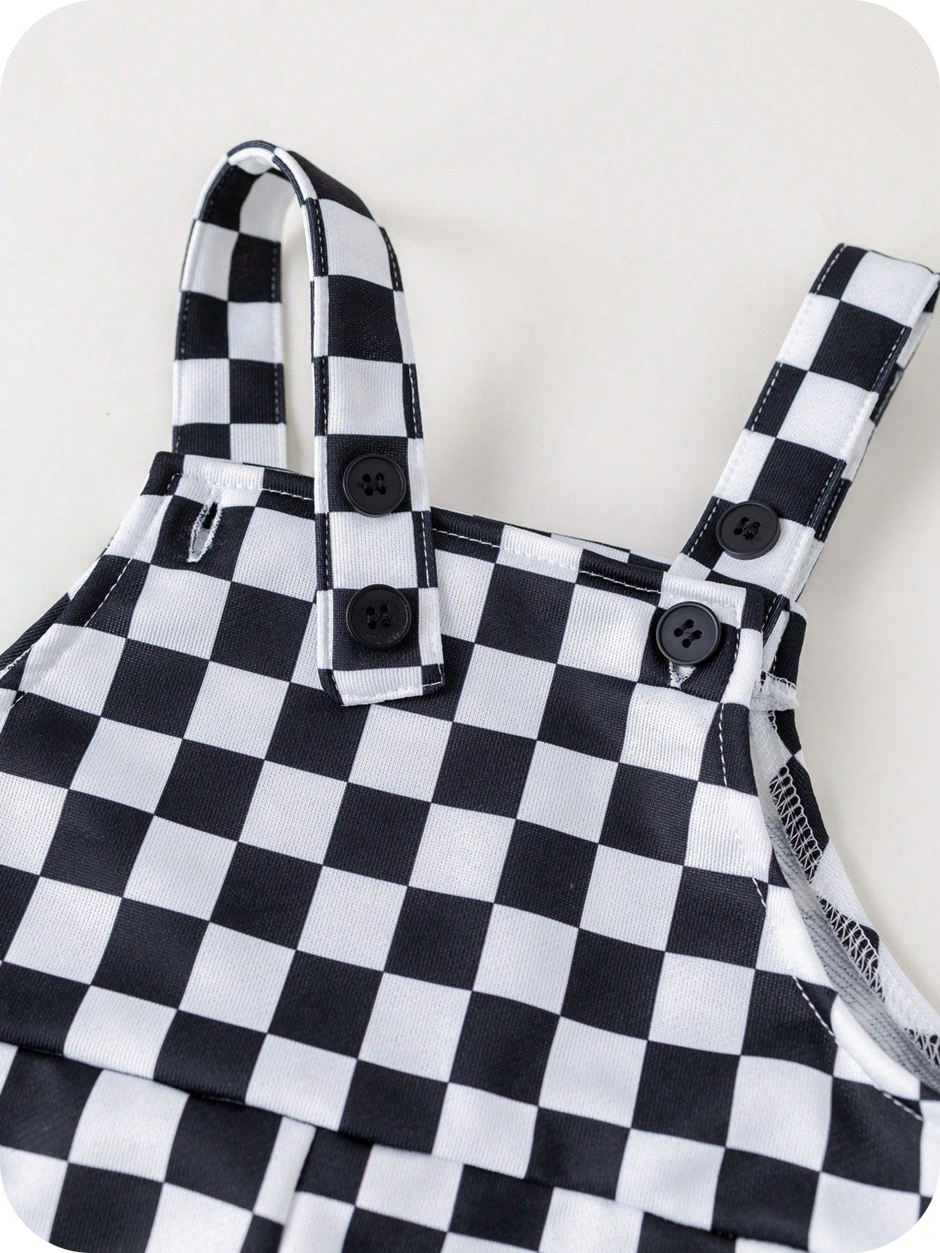 2pcs Baby Boy/Girl Black And White Checkered Autumn Outfit,Street Life Casual Graphic Street Fashion Matching Family Bear Knit Hoodie & Pants Set