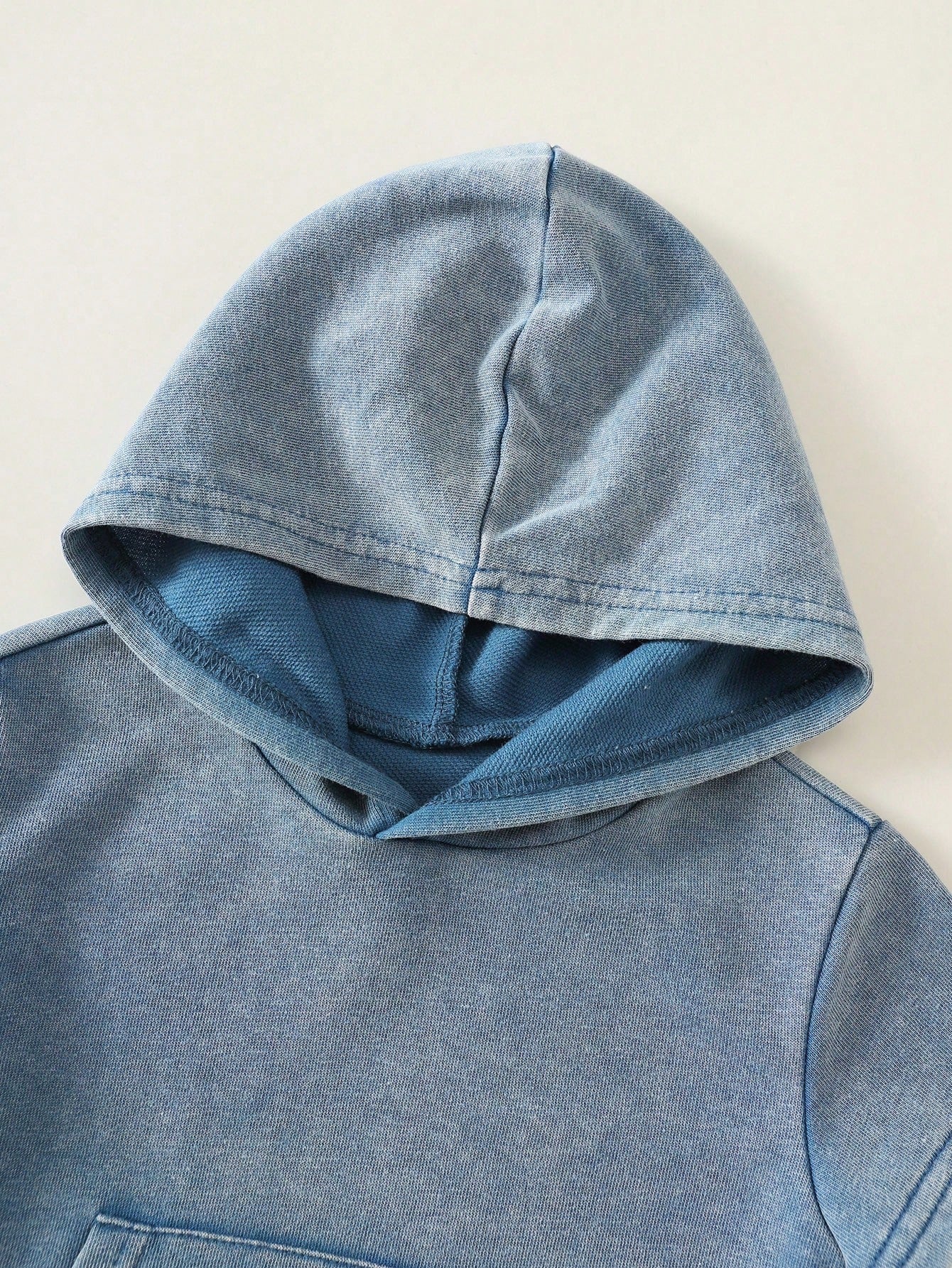 2pcs Baby Boy Summer Casual Hooded Denim Short Sleeve Top And Cargo Denim Pants Knit Denim Set Suitable For Daily Casual, Sports, Back To School