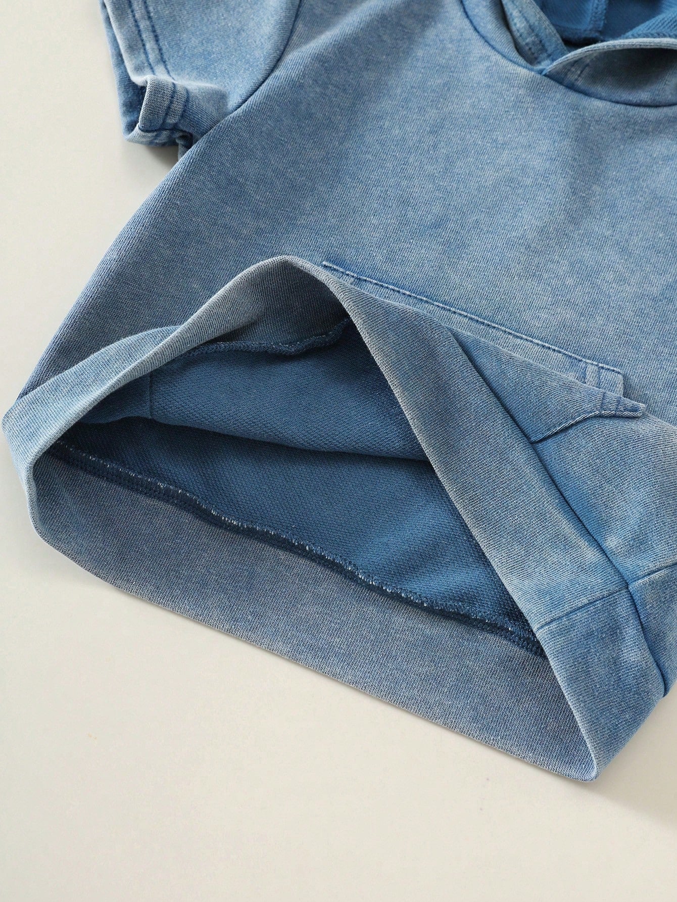 2pcs Baby Boy Summer Casual Hooded Denim Short Sleeve Top And Cargo Denim Pants Knit Denim Set Suitable For Daily Casual, Sports, Back To School