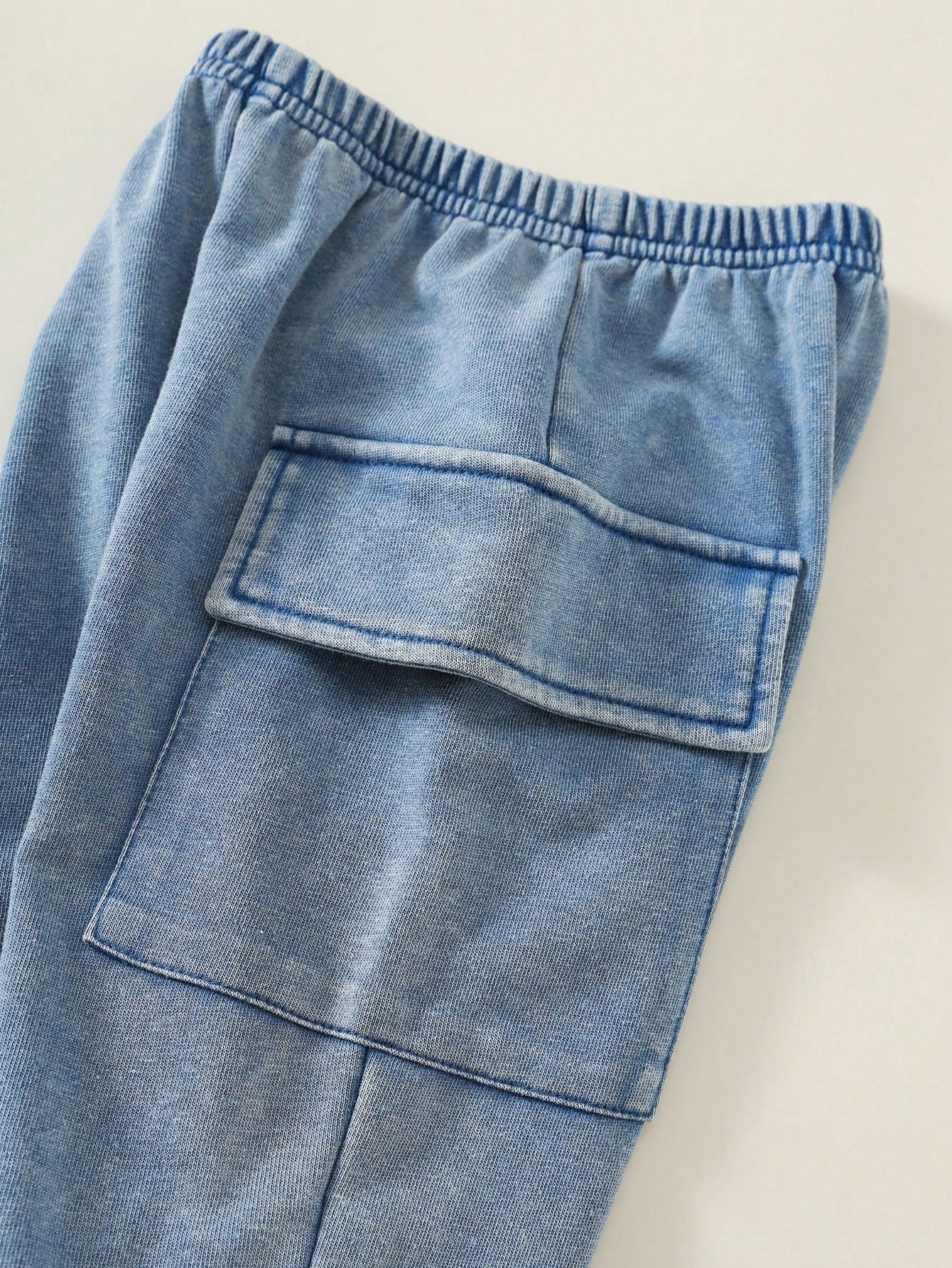 2pcs Baby Boy Summer Casual Hooded Denim Short Sleeve Top And Cargo Denim Pants Knit Denim Set Suitable For Daily Casual, Sports, Back To School