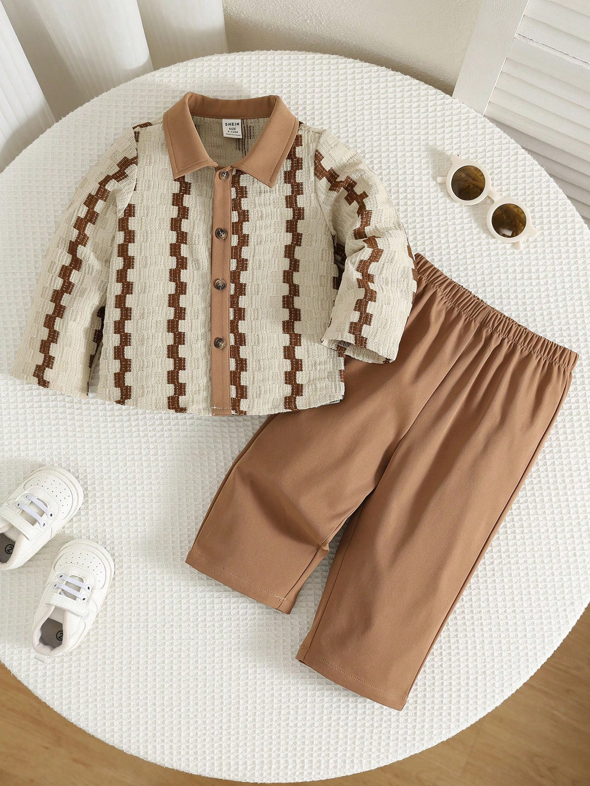 2pcs Baby Boy Toddler Boy Striped Long Sleeve Single-Breasted Shirt And Pants Casual Set Back To School Clothes Fall Clothes