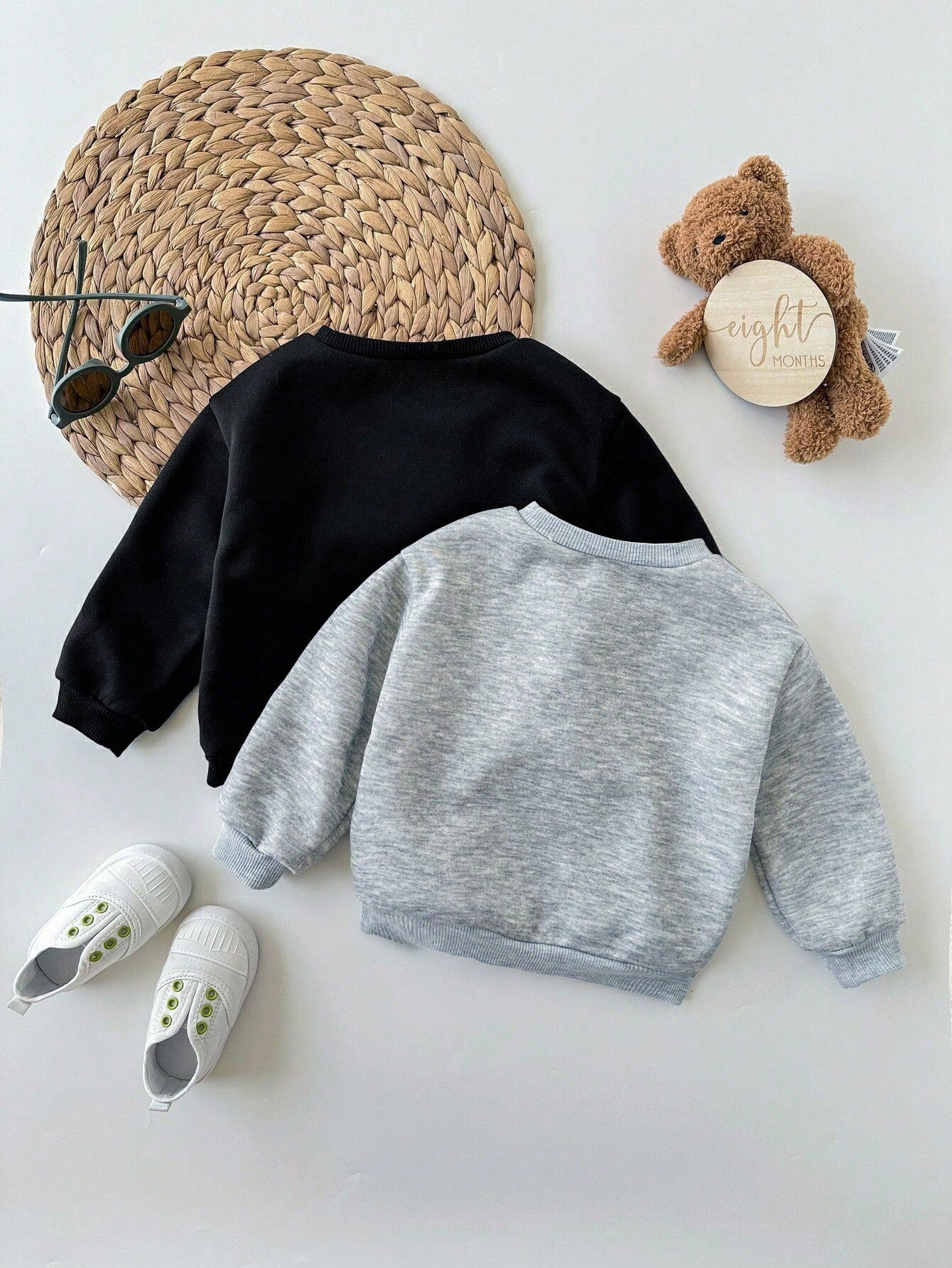 2pcs Baby Girl Cute Versatile Casual Knitted Thermal Lined Long Sleeve Sweatshirt, Autumn/Winter Fall