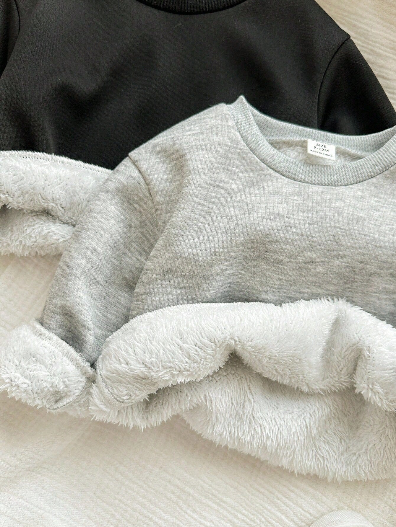 2pcs Baby Girl Cute Versatile Casual Knitted Thermal Lined Long Sleeve Sweatshirt, Autumn/Winter Fall