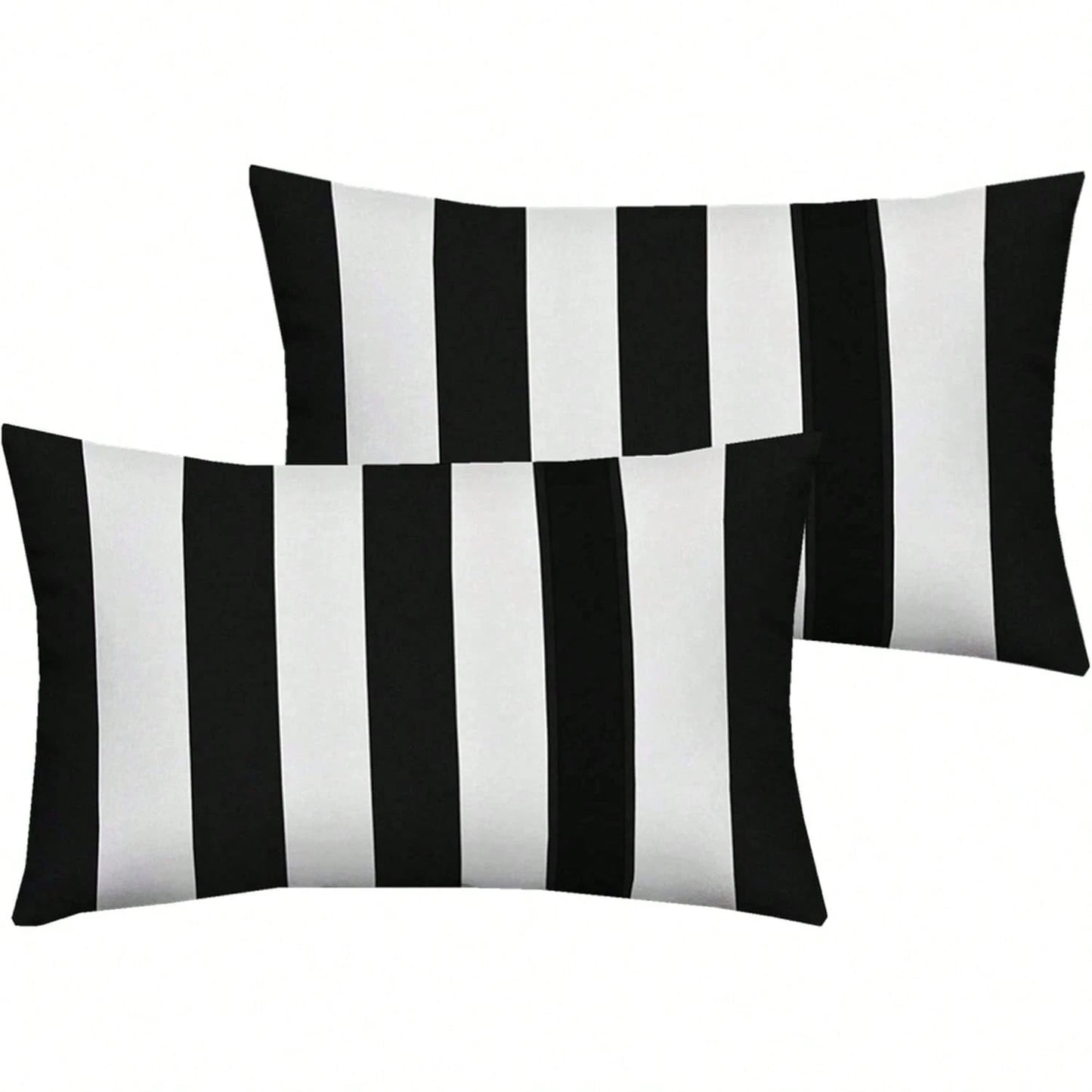 2PCS Black And White Vertical Striped Lumbar Pillow Cover, Modern Geometric Cushion Cover, Suitable For Sofa, Bedroom, And Home Decor, Single-Sided Without Pillow Insert