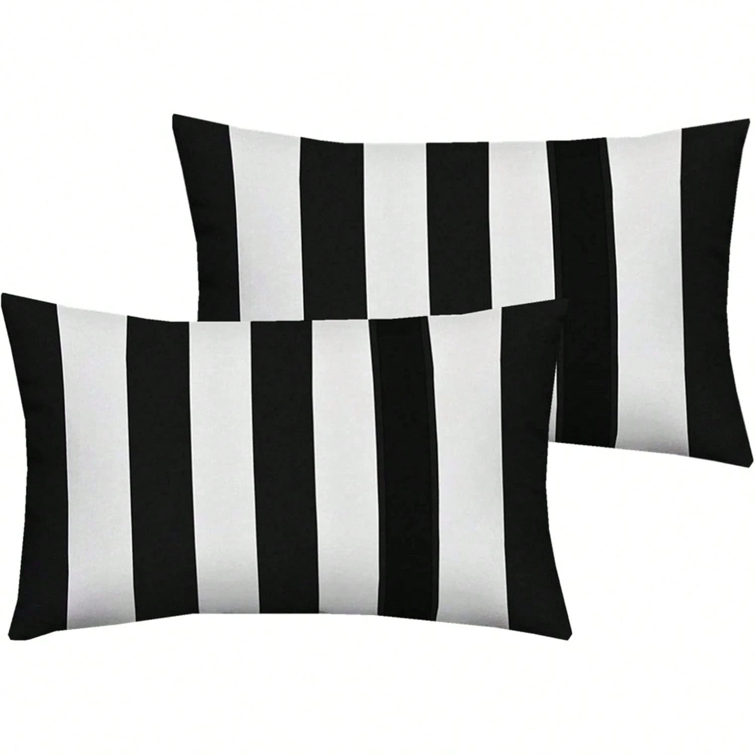 2PCS Black And White Vertical Striped Lumbar Pillow Cover, Modern Geometric Cushion Cover, Suitable For Sofa, Bedroom, And Home Decor, Single-Sided Without Pillow Insert
