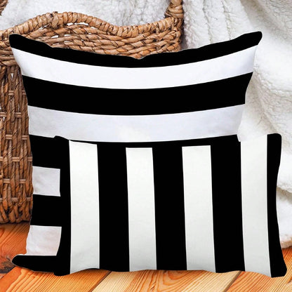 2PCS Black And White Vertical Striped Lumbar Pillow Cover, Modern Geometric Cushion Cover, Suitable For Sofa, Bedroom, And Home Decor, Single-Sided Without Pillow Insert