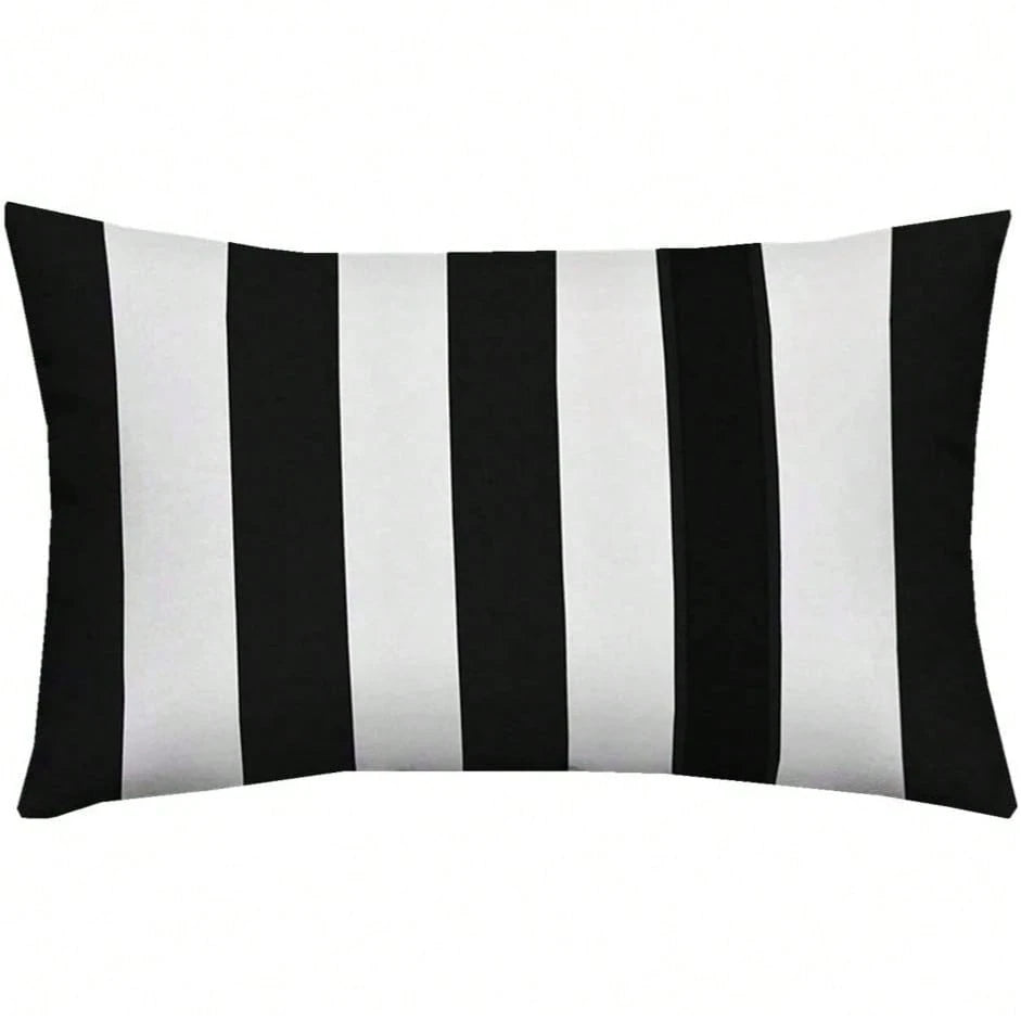 2PCS Black And White Vertical Striped Lumbar Pillow Cover, Modern Geometric Cushion Cover, Suitable For Sofa, Bedroom, And Home Decor, Single-Sided Without Pillow Insert