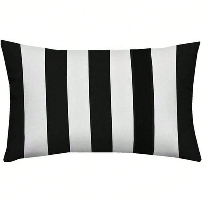 2PCS Black And White Vertical Striped Lumbar Pillow Cover, Modern Geometric Cushion Cover, Suitable For Sofa, Bedroom, And Home Decor, Single-Sided Without Pillow Insert
