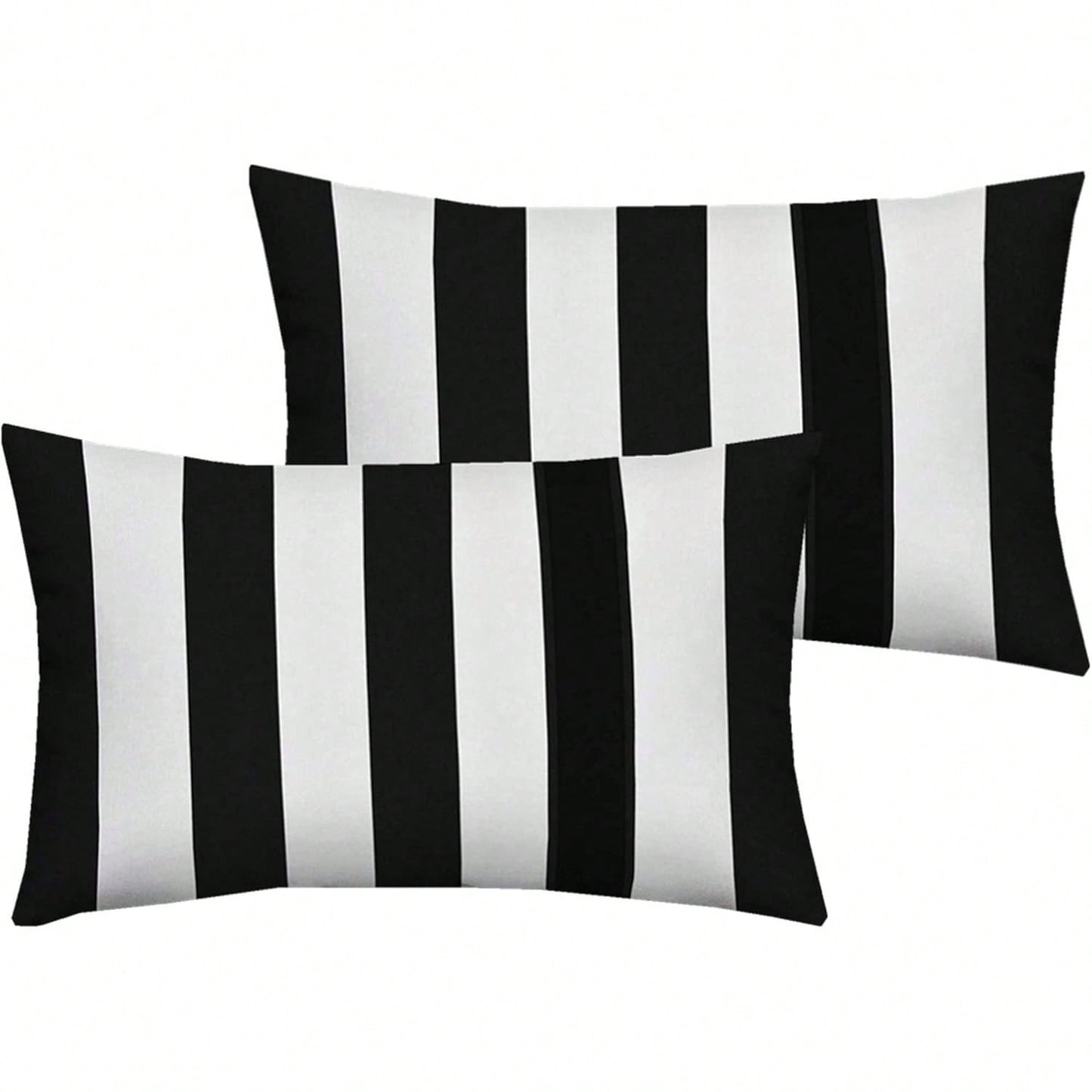 2PCS Black And White Vertical Striped Lumbar Pillow Cover, Modern Geometric Cushion Cover, Suitable For Sofa, Bedroom, And Home Decor, Single-Sided Without Pillow Insert