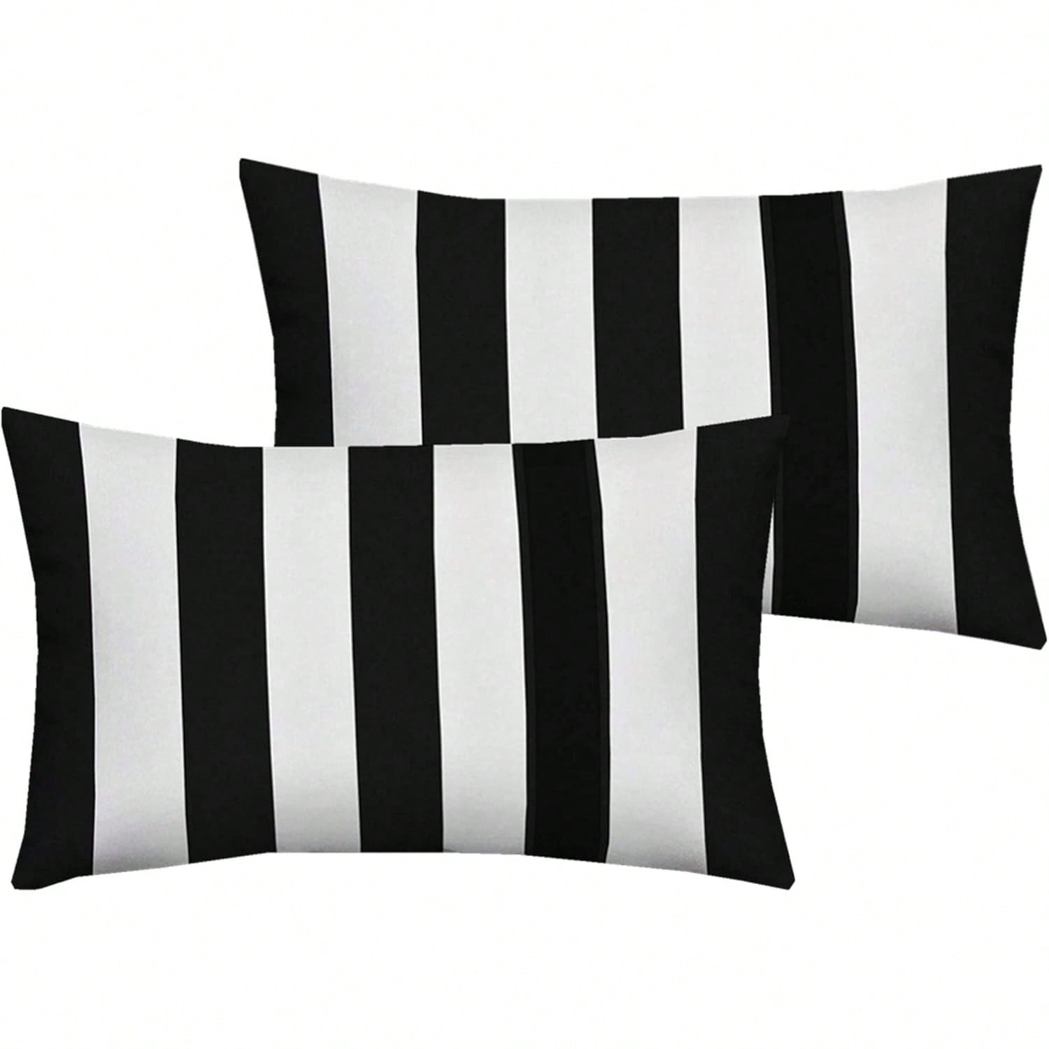 2PCS Black And White Vertical Striped Lumbar Pillow Cover, Modern Geometric Cushion Cover, Suitable For Sofa, Bedroom, And Home Decor, Single-Sided Without Pillow Insert