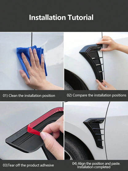 2pcs Car Decorative Stickers, Universal Side Vent Outlet Stickers, Stickers (2 Types Of Adhesive Backing Randomly Sent)