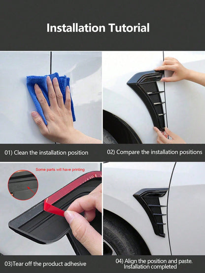 2pcs Car Decorative Stickers, Universal Side Vent Outlet Stickers, Stickers (2 Types Of Adhesive Backing Randomly Sent)