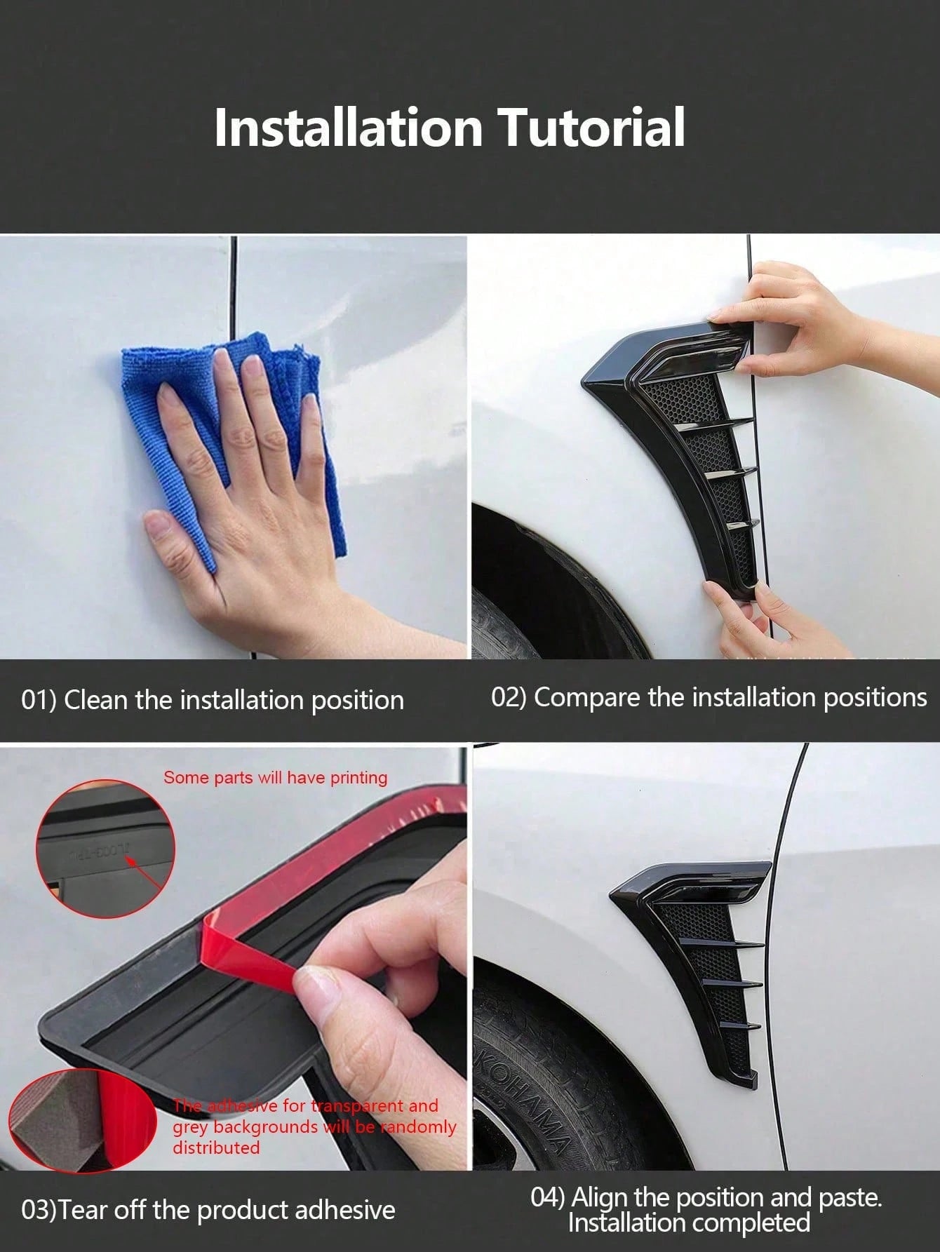 2pcs Car Decorative Stickers, Universal Side Vent Outlet Stickers, Stickers (2 Types Of Adhesive Backing Randomly Sent)