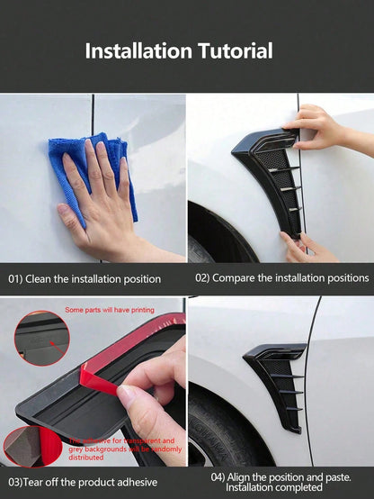 2pcs Car Decorative Stickers, Universal Side Vent Outlet Stickers, Stickers (2 Types Of Adhesive Backing Randomly Sent)