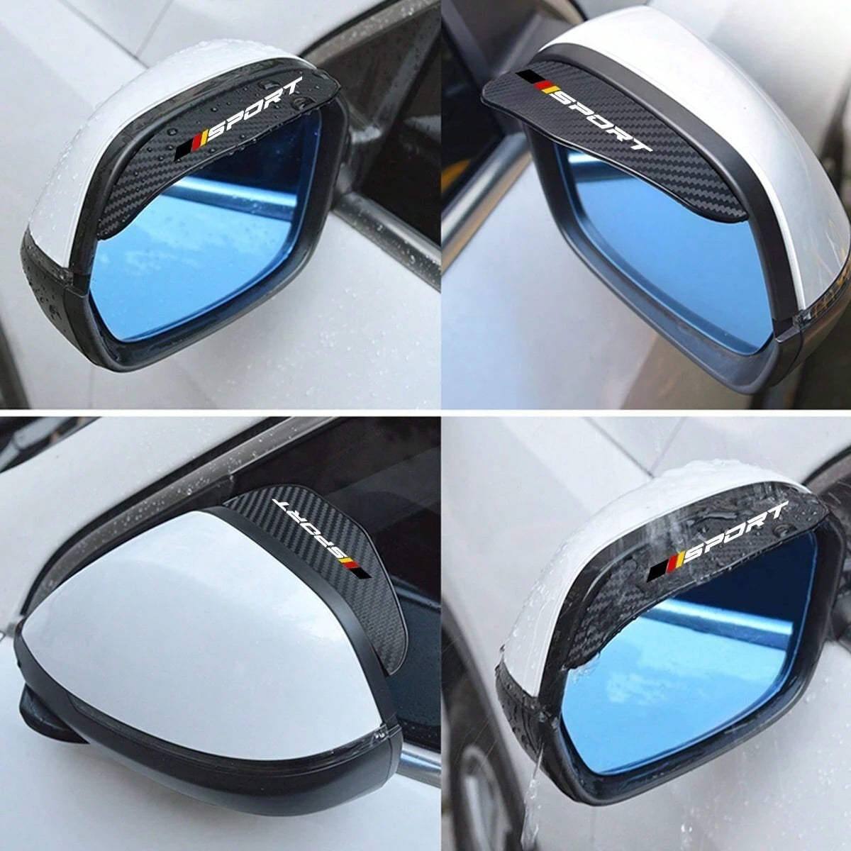 2pcs Car Rearview Mirror Rain Cover, Carbon Fiber Texture Mirror Sunshade, Side Mirror Rain & Snow Shield, Suitable For Most Audi Models