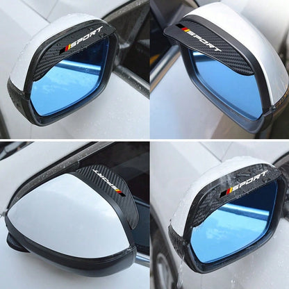 2pcs Car Rearview Mirror Rain Cover, Carbon Fiber Texture Mirror Sunshade, Side Mirror Rain & Snow Shield, Suitable For Most Audi Models