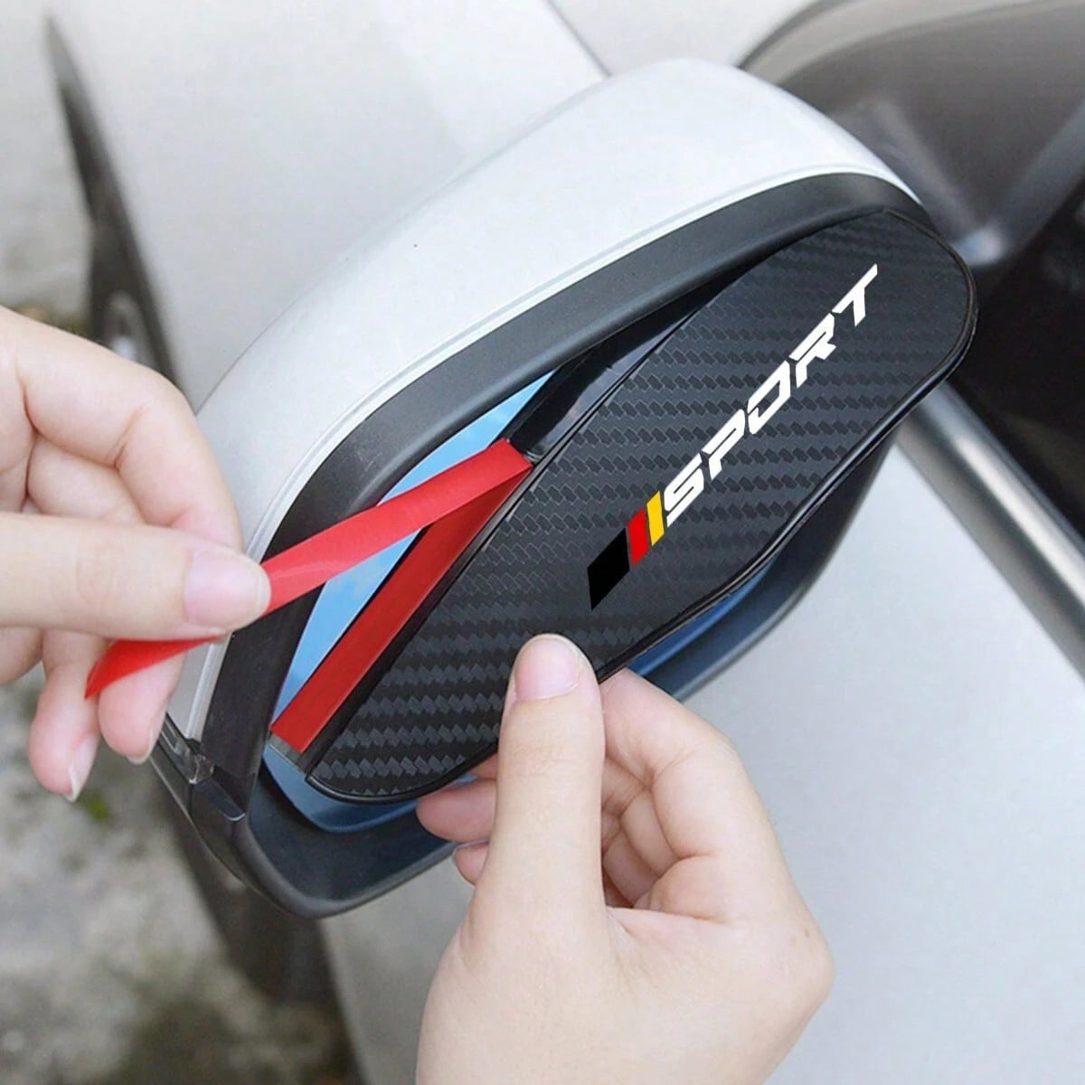 2pcs Car Rearview Mirror Rain Cover, Carbon Fiber Texture Mirror Sunshade, Side Mirror Rain & Snow Shield, Suitable For Most Audi Models