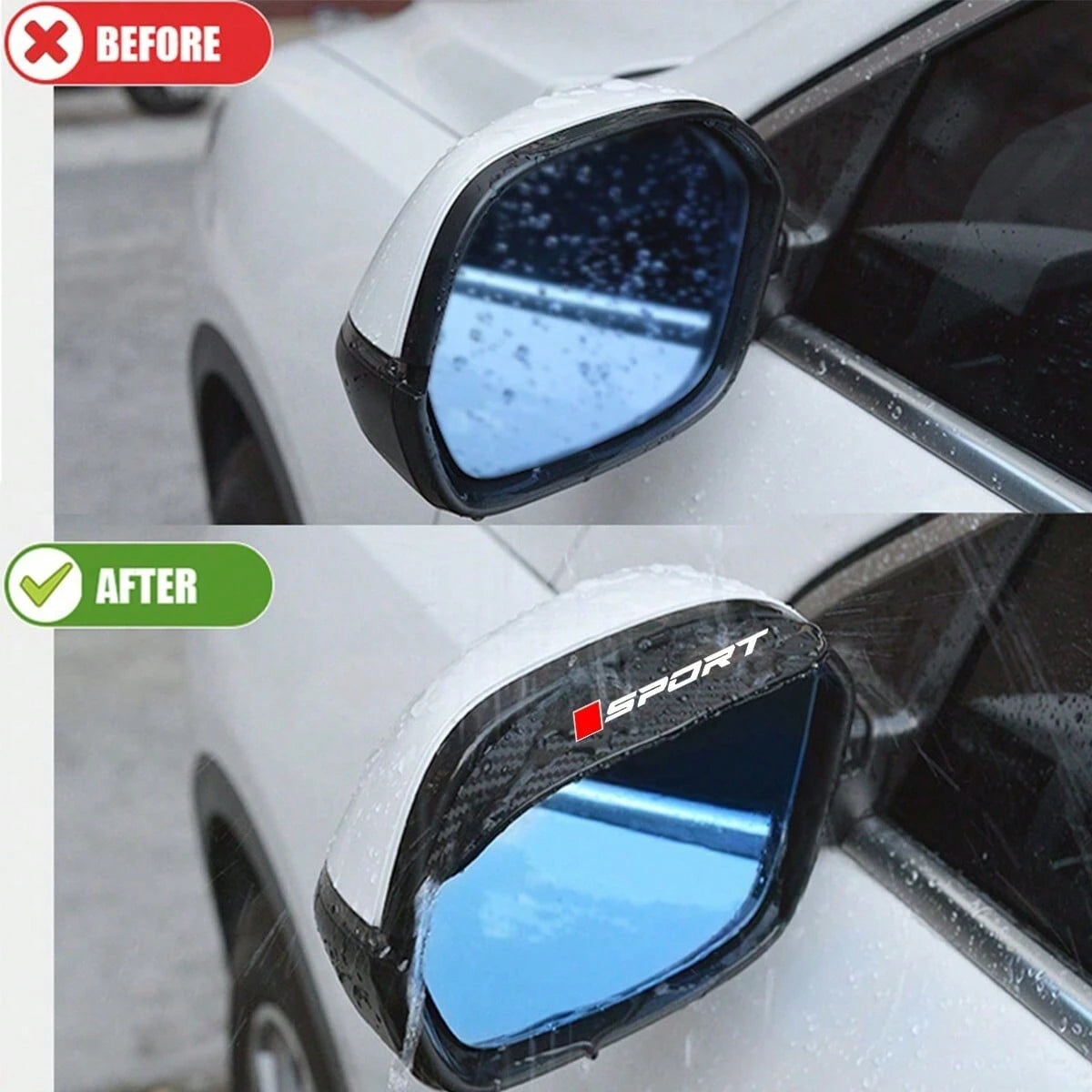 2pcs Car Rearview Mirror Rain Cover, Carbon Fiber Texture Mirror Sunshade, Side Mirror Rain & Snow Shield, Suitable For Most Audi Models