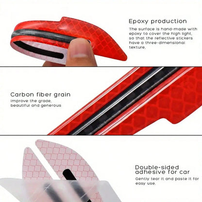 2pcs Car Rearview Mirror Reflective Stickers- Durable, Easy To Install Safety Warning Stickers, Vibrant Colors (Red, Blue, White, Yellow, Green), Rearview Mirror Anti-Collision Stickers