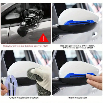 2pcs Car Rearview Mirror Reflective Stickers- Durable, Easy To Install Safety Warning Stickers, Vibrant Colors (Red, Blue, White, Yellow, Green), Rearview Mirror Anti-Collision Stickers