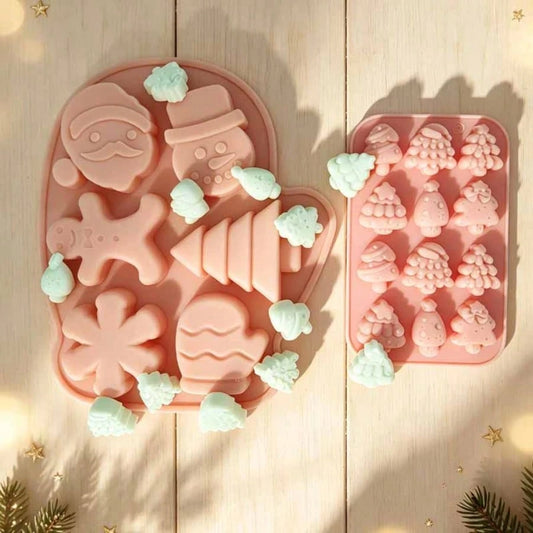 2pcs Christmas Silicone Soap Molds, Snowman & Christmas Tree Shapes, DIY Resin Wax Plaster Decoration Craft Molds