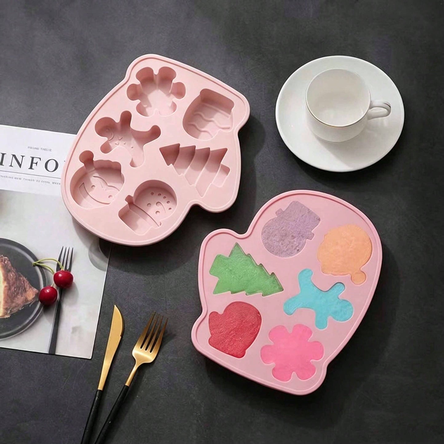 2pcs Christmas Silicone Soap Molds, Snowman & Christmas Tree Shapes, DIY Resin Wax Plaster Decoration Craft Molds