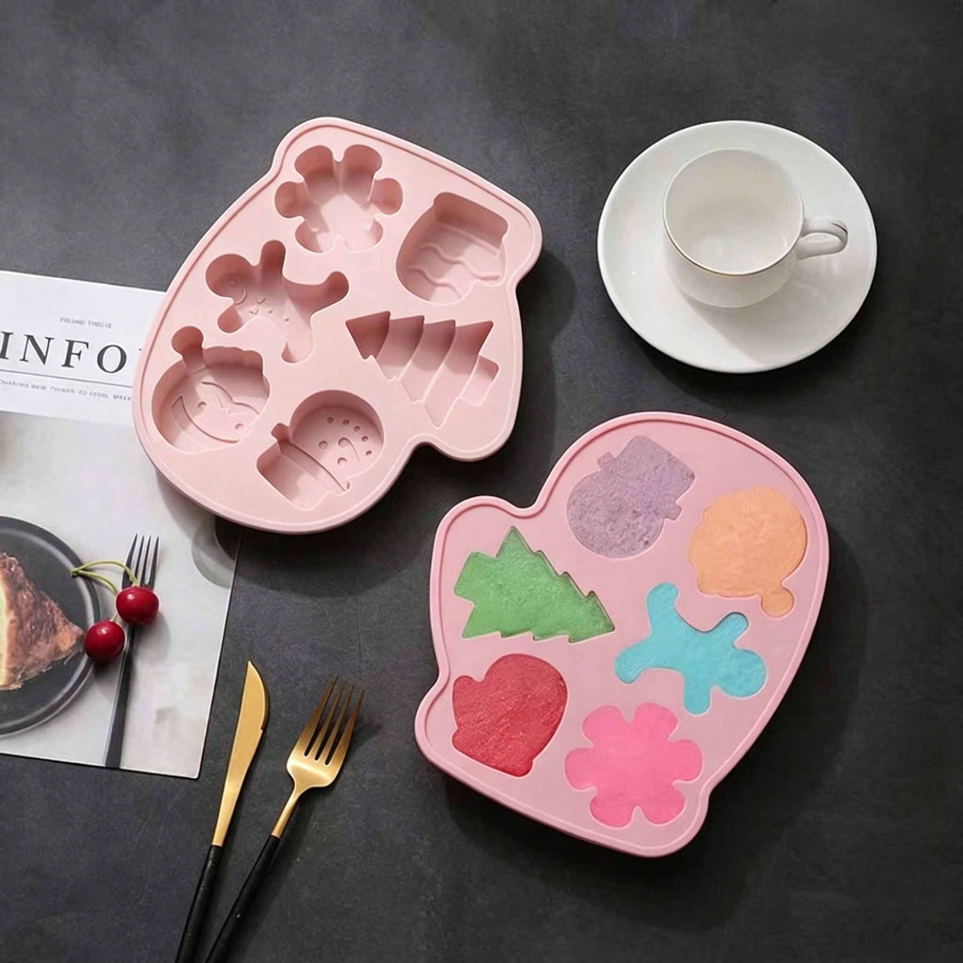 2pcs Christmas Silicone Soap Molds, Snowman & Christmas Tree Shapes, DIY Resin Wax Plaster Decoration Craft Molds