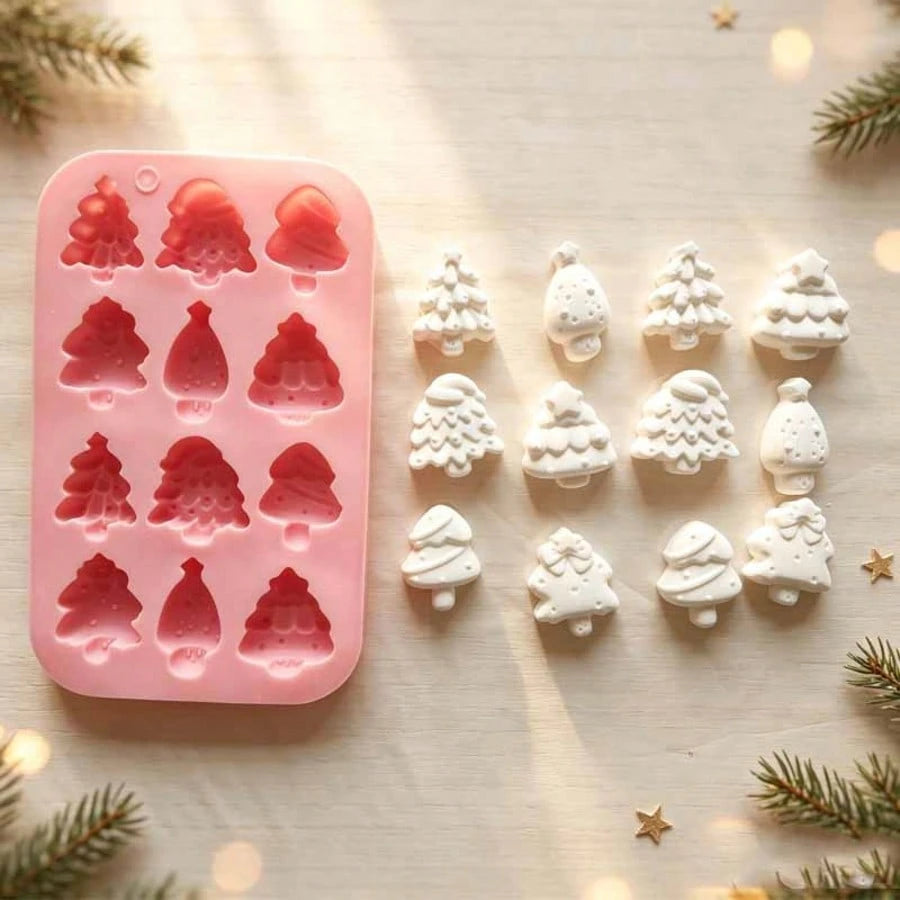2pcs Christmas Silicone Soap Molds, Snowman & Christmas Tree Shapes, DIY Resin Wax Plaster Decoration Craft Molds