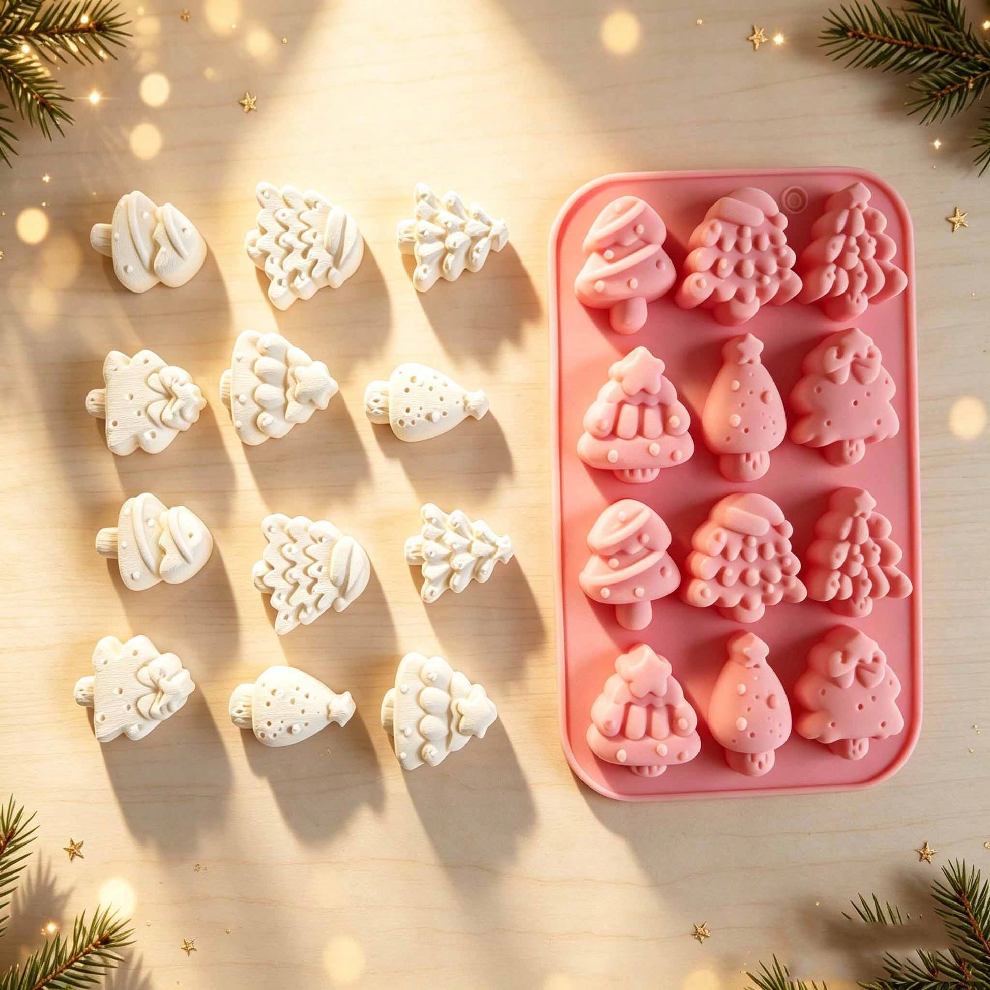 2pcs Christmas Silicone Soap Molds, Snowman & Christmas Tree Shapes, DIY Resin Wax Plaster Decoration Craft Molds